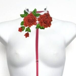 Wild Rose choker - 3D lace costume necklace